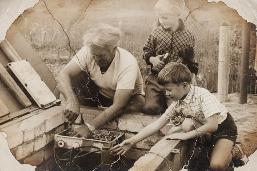 Damaged old photo before restoration